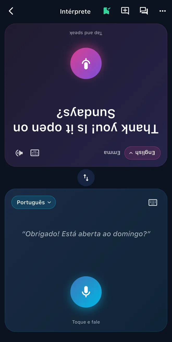 Intérprete para duas pessoas